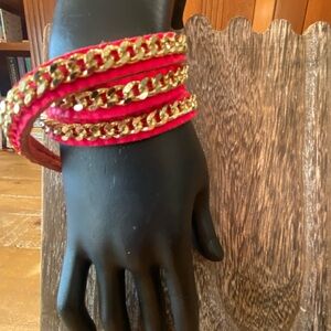 Gold and Pink Chain Wrap Bracelet